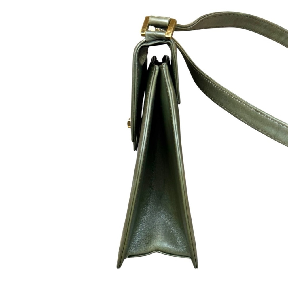 Vintage Mario Valentino Heritage Olive Green Leather Structured Crossbody Bag - Picture 6 of 10